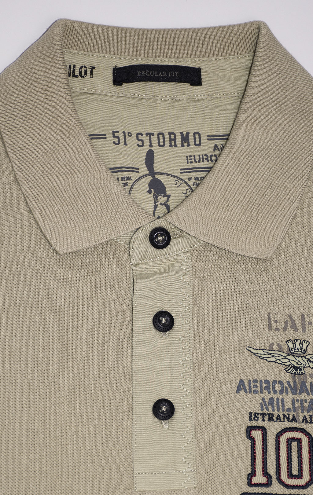 Футболка-поло AERONAUTICA MILITARE SS 24 m/TR sage green (PO 1782) 