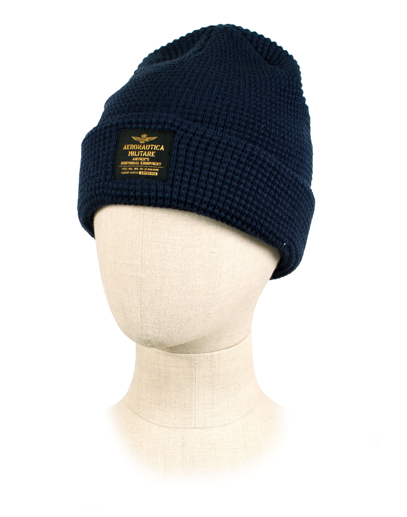 Шапка вязаная AERONAUTICA MILITARE blue navy (HA 949)