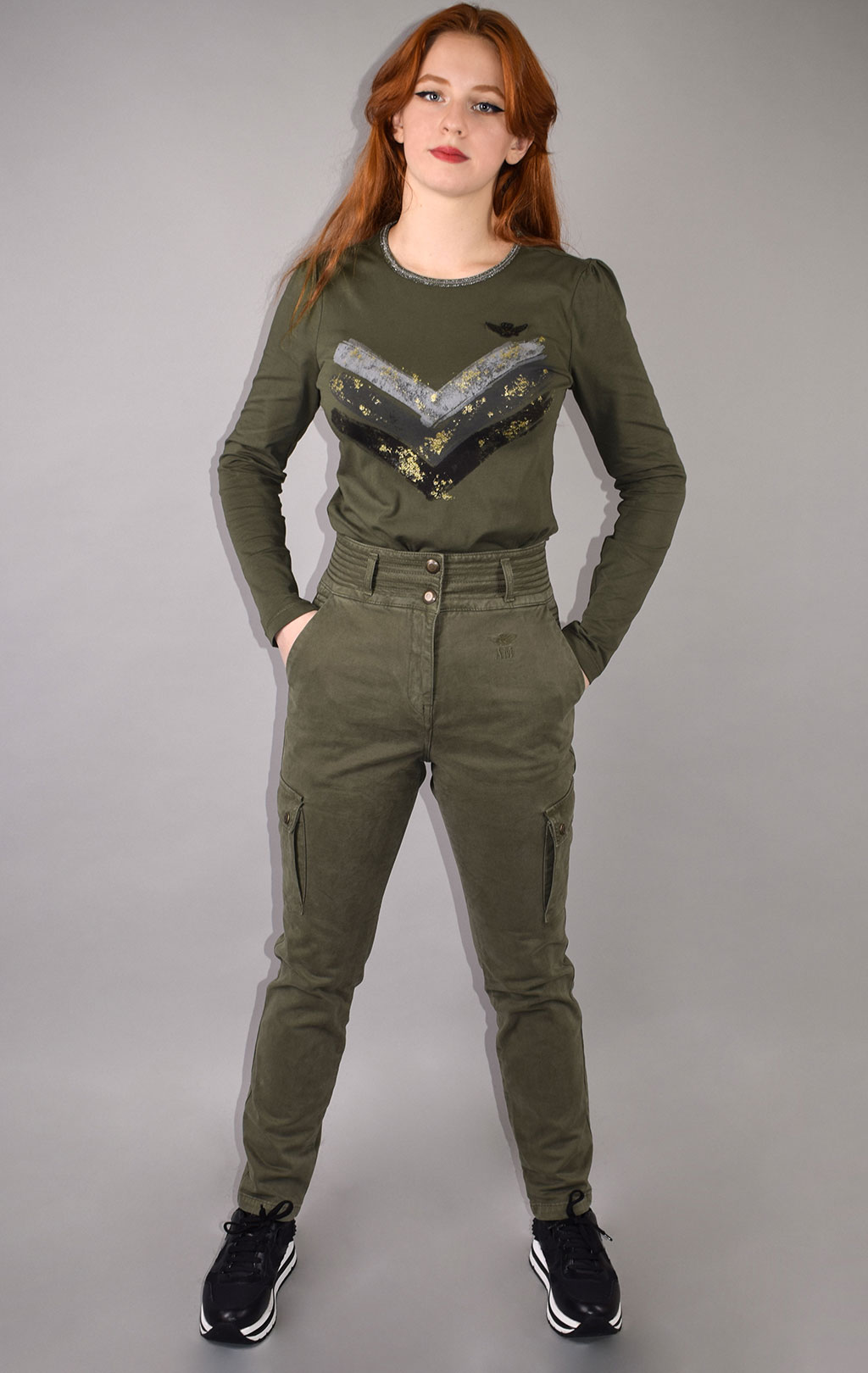 Женский лонгслив AERONAUTICA MILITARE FW 20/21/PT verde militare (TS 1799) 