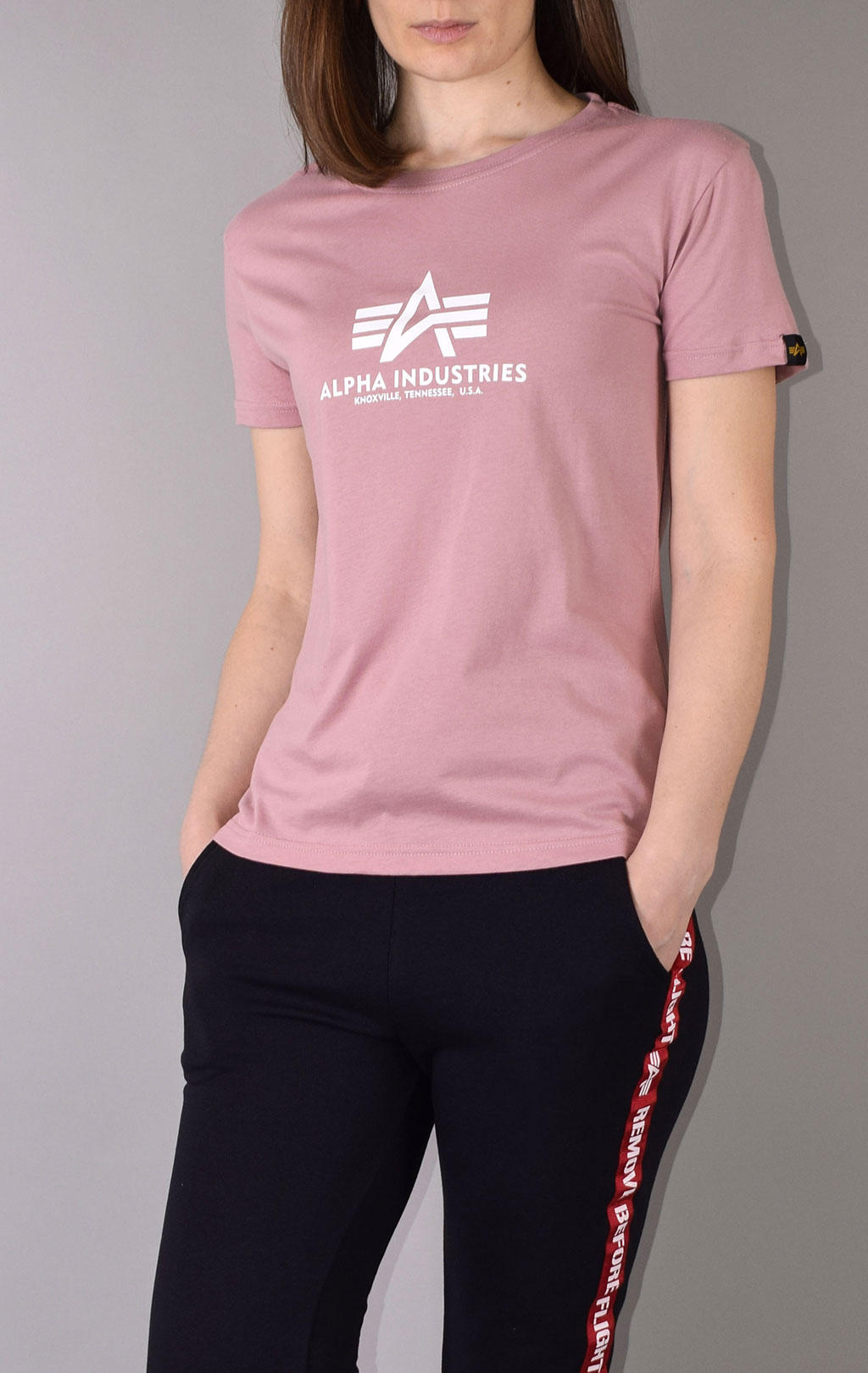 Женская футболка ALPHA INDUSTRIES NEW BASIC T silver pink 