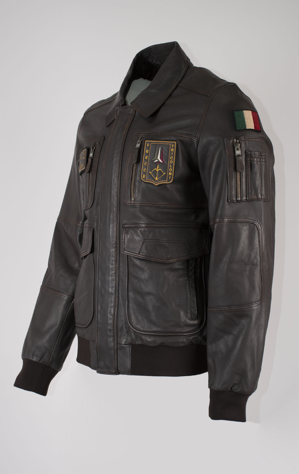 Куртка AERONAUTICA MILITARE big size кожа SS 25 m/IN testa di moro (PN 5046) 