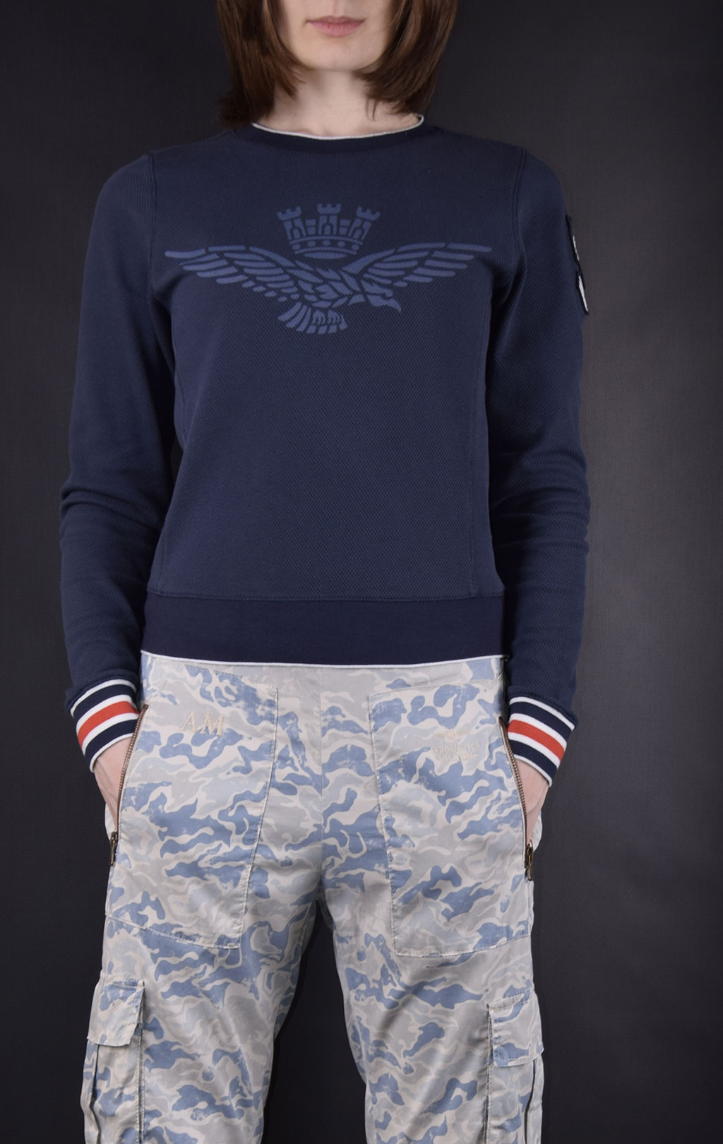 Женский свитшот AERONAUTICA MILITARE SS19 blue navy (FE 1358) 