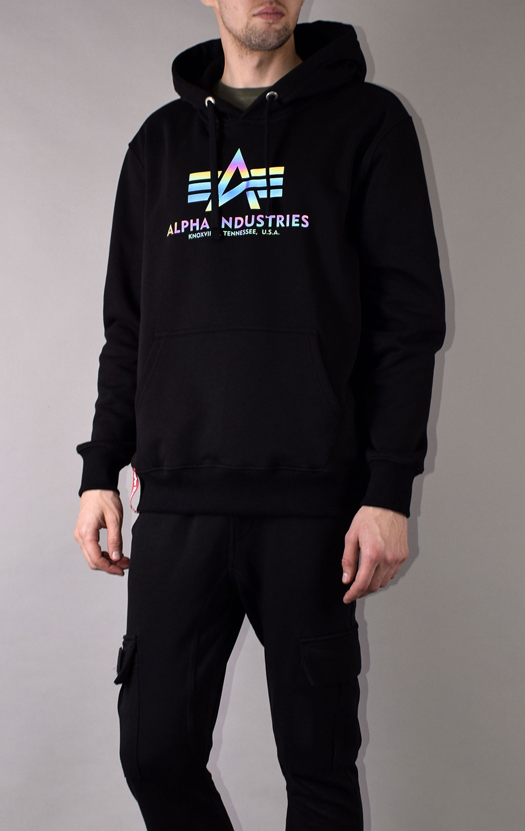 Толстовка ALPHA INDUSTRIES BASIC HOODY RAINBOW REF. PRINT black 