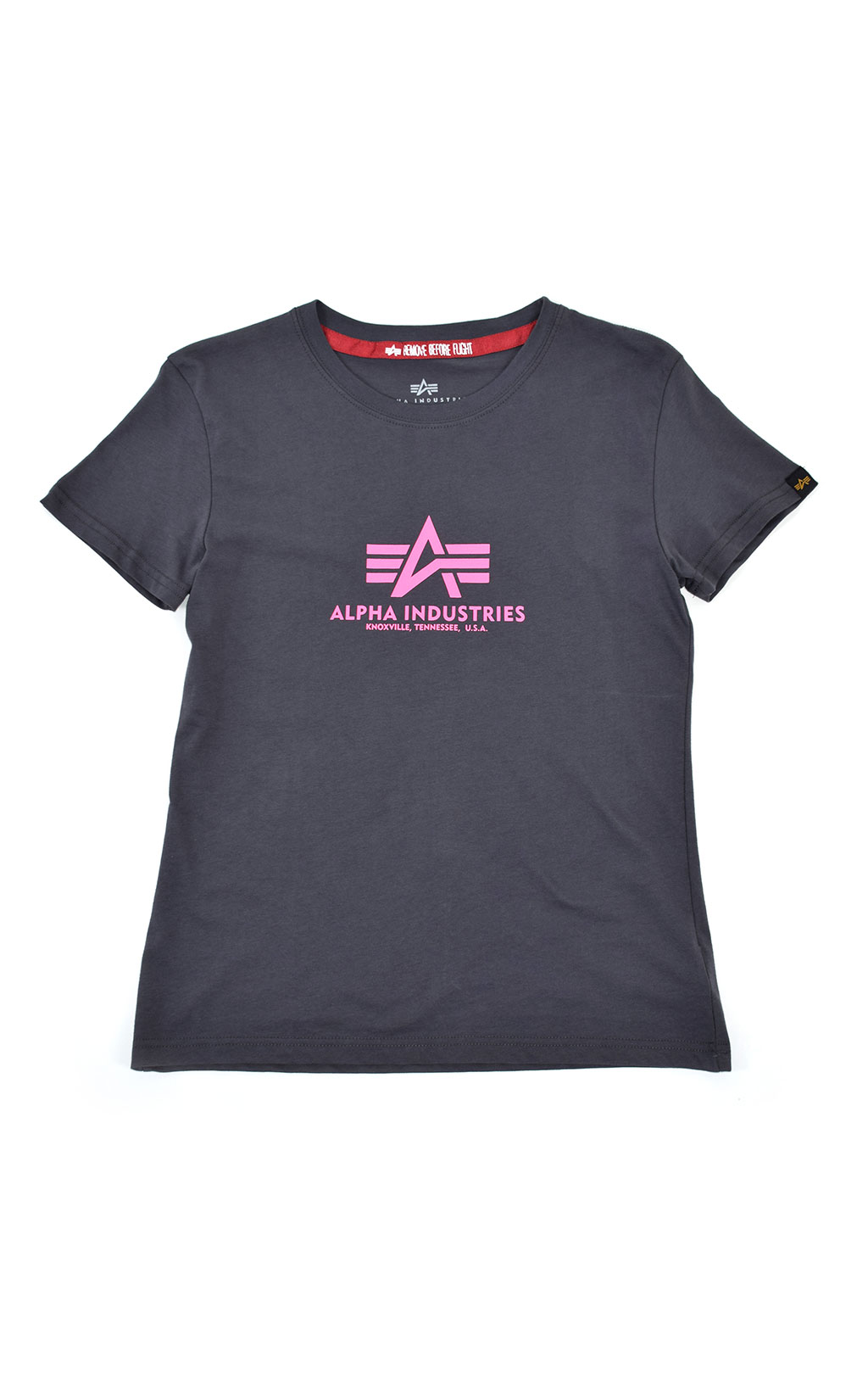 Женская футболка ALPHA INDUSTRIES NEW BASIC T grey black/neon pink 