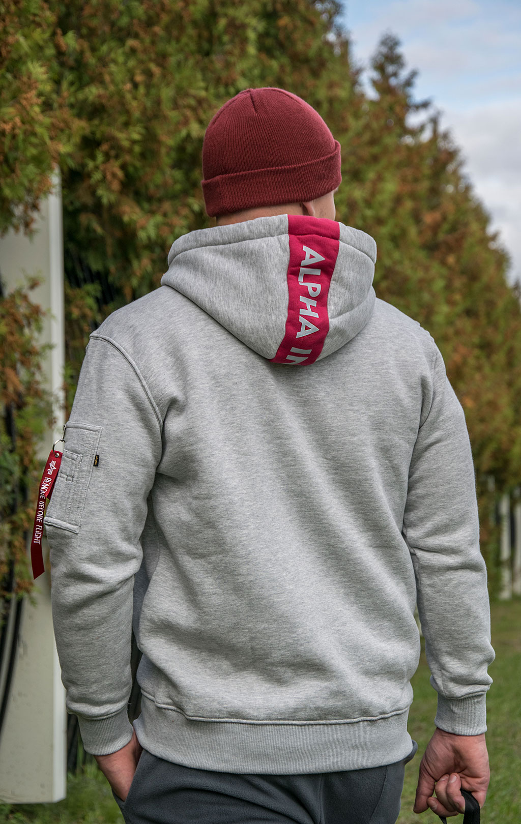 Толстовка ALPHA INDUSTRIES RED STRIPE HOODY grey heather 