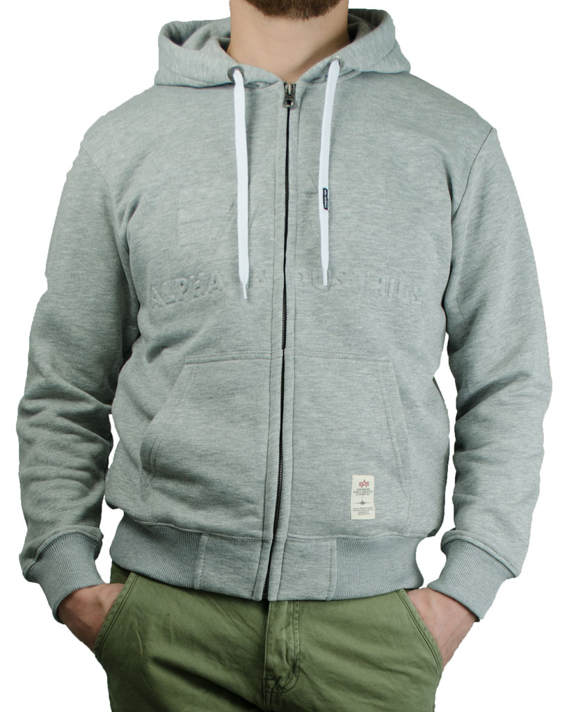 Толстовка ALPHA INDUSTRIES 3D ZIP HOODY grey heather 