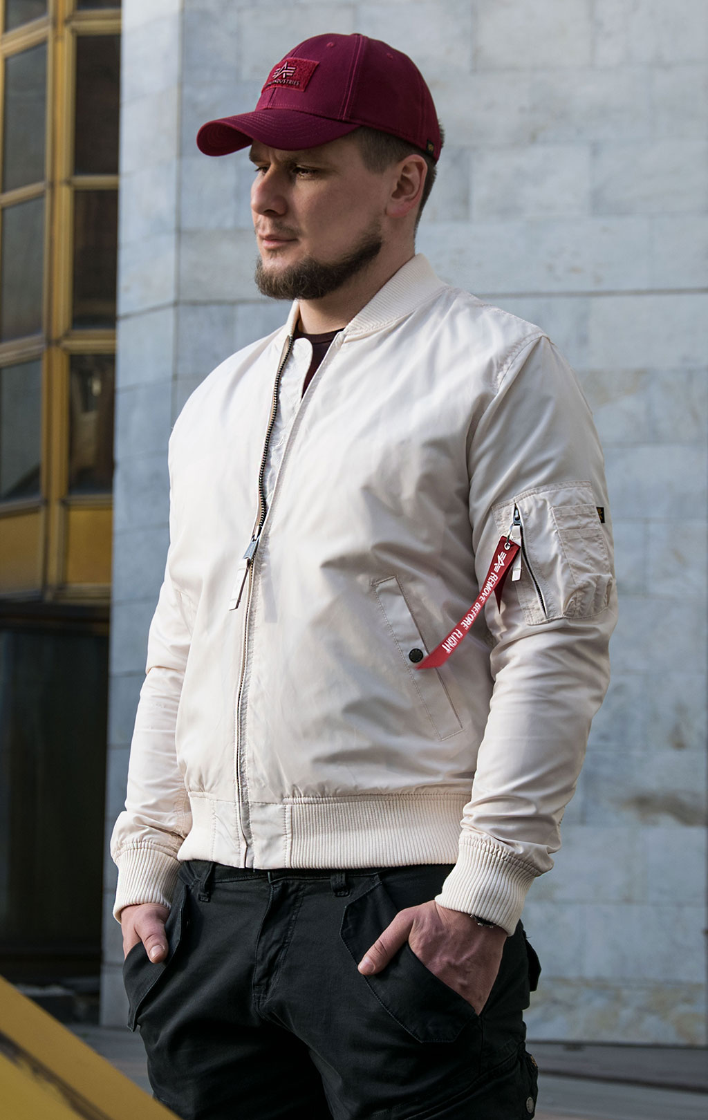 Ветровка-бомбер ALPHA INDUSTRIES TT MA-1 jet stream white 