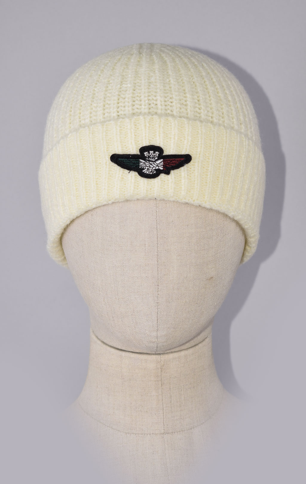 Шапка вязаная AERONAUTICA MILITARE FW 23/24/CN bianco panna (CU 034)