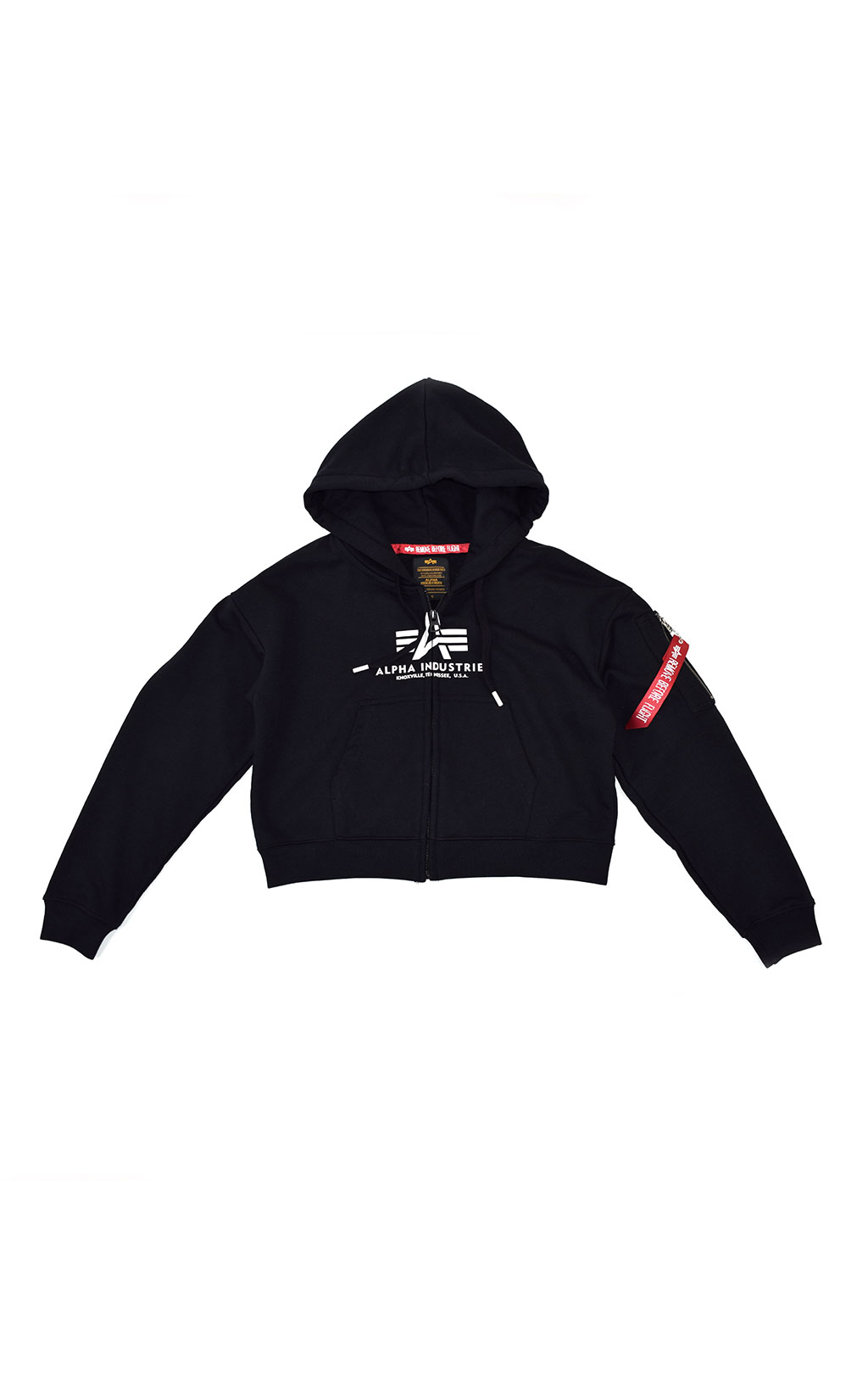 Женская толстовка-кроп ALPHA INDUSTRIES BASIC BOXY ZIP HOODY black 