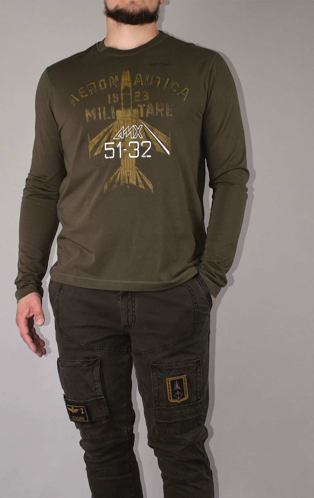 Лонгслив AERONAUTICA MILITARE FW 20/21/TR verde scuro (TS 1783) 