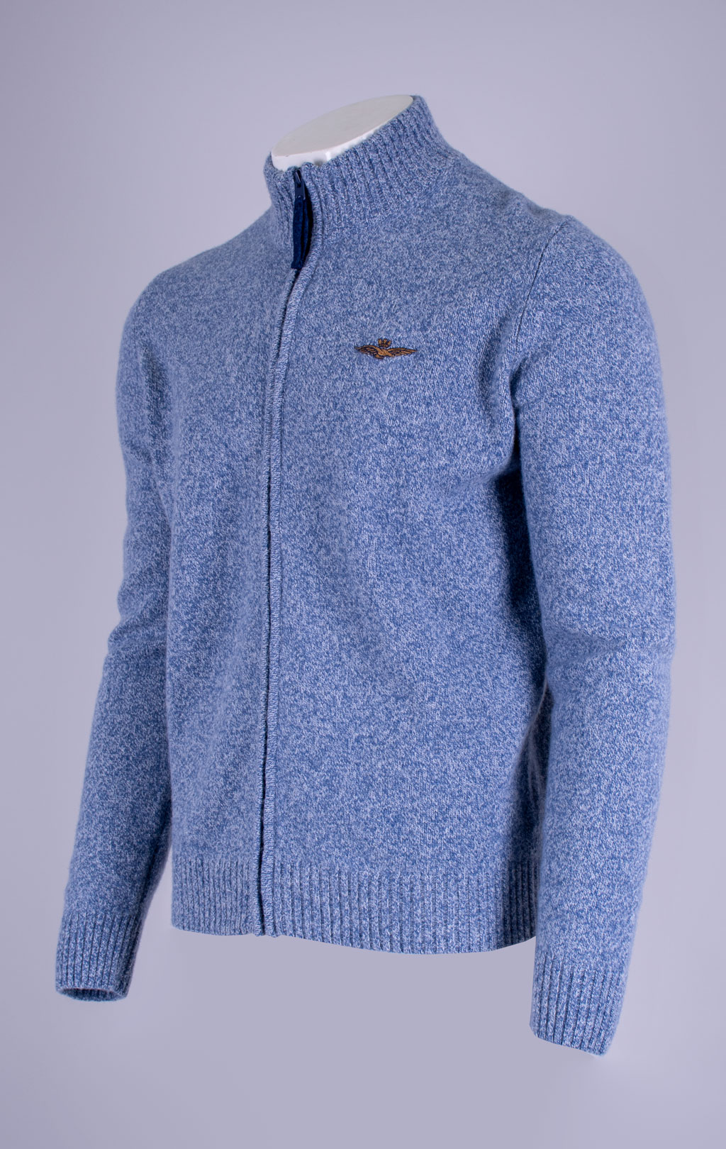 Свитер на молнии AERONAUTICA MILITARE FW 26/27/BG mouline azzurro (MA 1646) 
