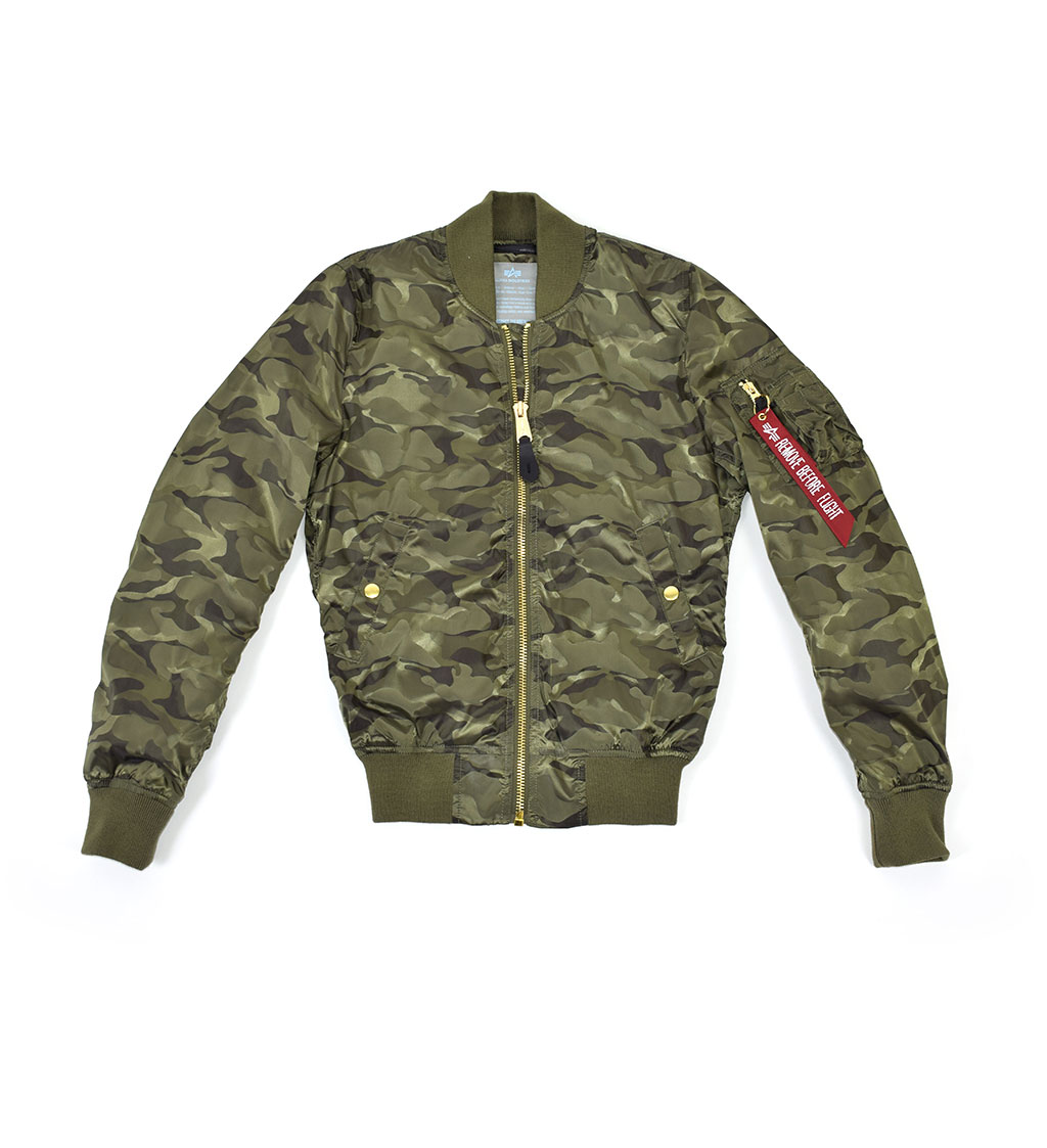 Женская ветровка-бомбер лётная ALPHA INDUSTRIES VFLW Shiny Camo MA-1 sage green 