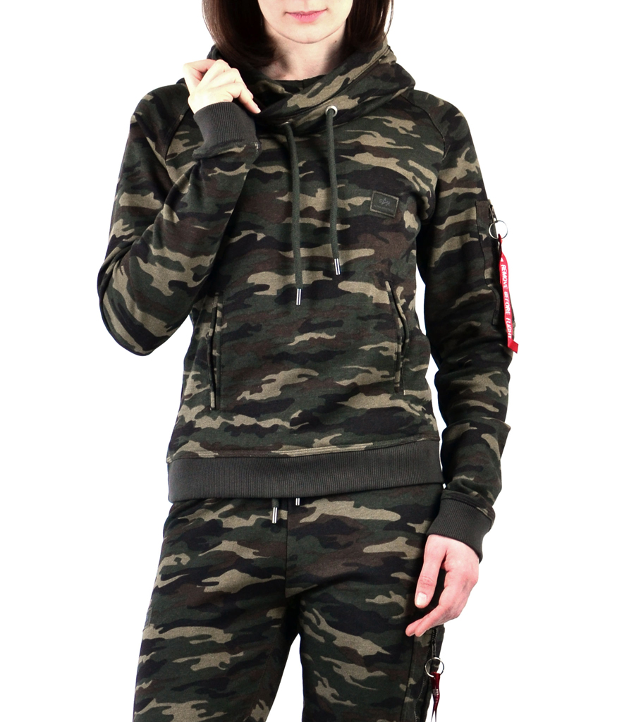 Женская толстовка ALPHA INDUSTRIES X-FIT HOODY camo woodland 65 