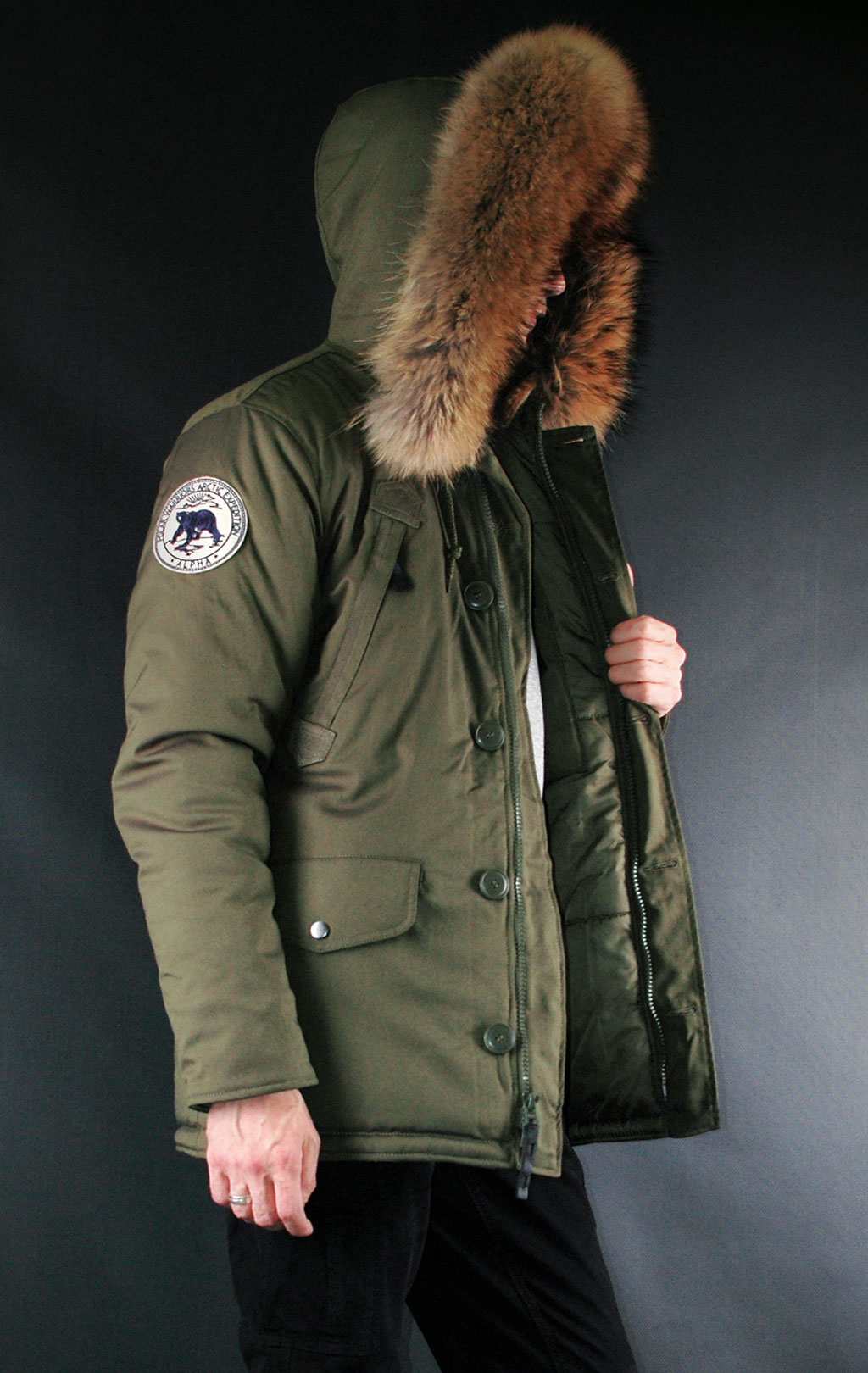 Аляска ALPHA INDUSTRIES POLAR big size натур. мех dark green 