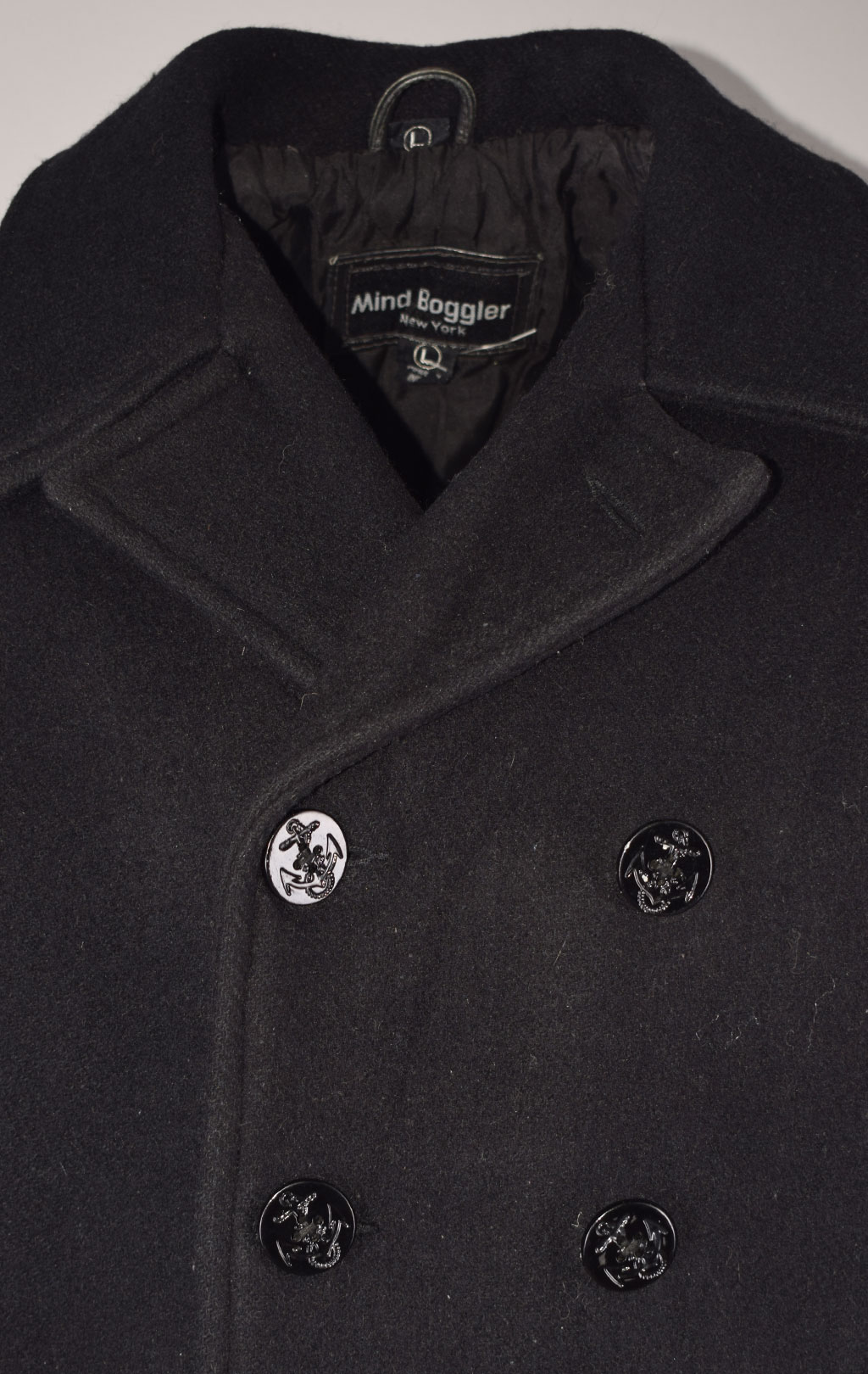 Бушлат морской Mind Boggler PEACOAT шерсть85/нейлон15 black б/у Индия