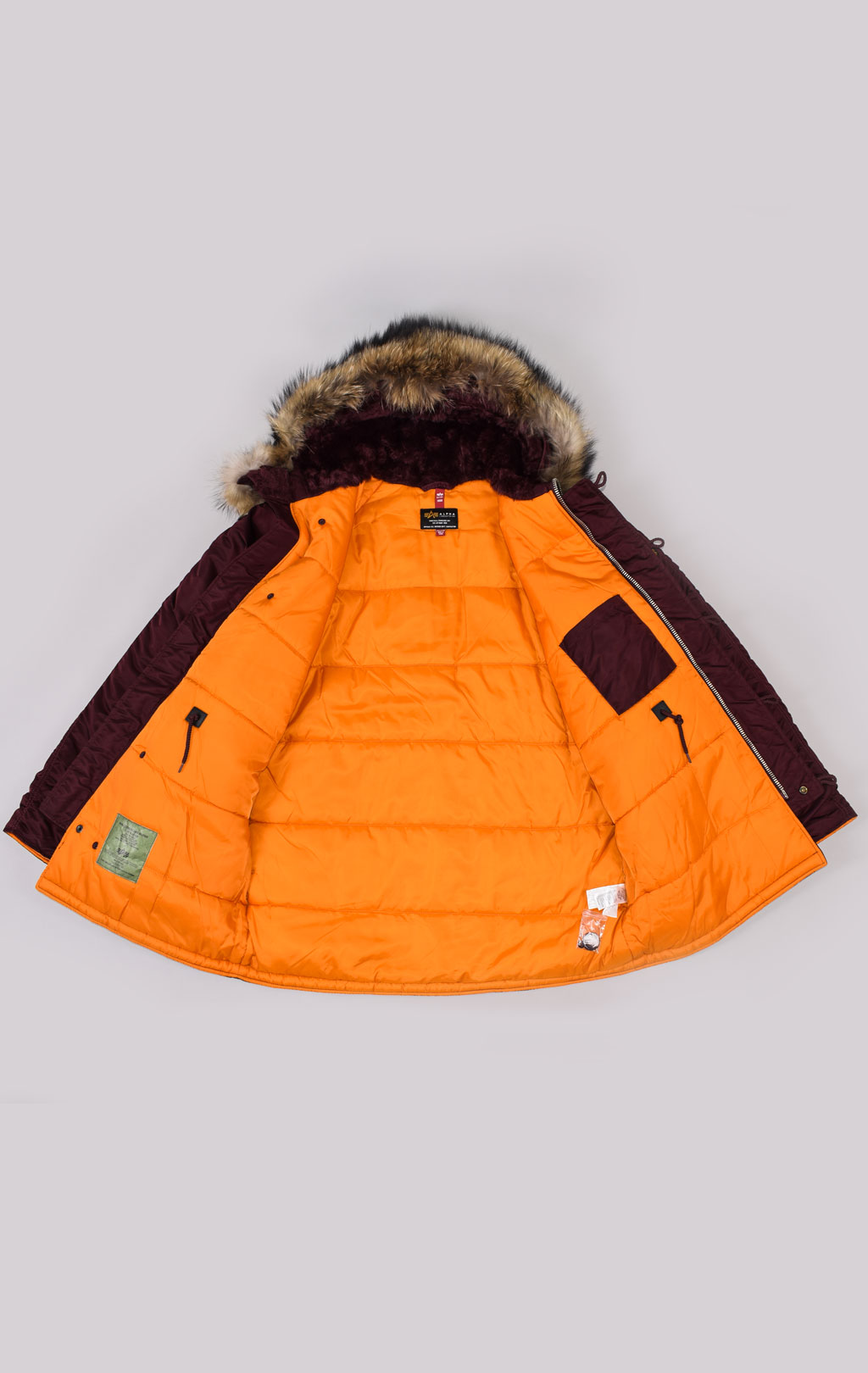 Аляска ALPHA INDUSTRIES SLIM FIT GEN-I N-3B натур. мех maroon/orange 