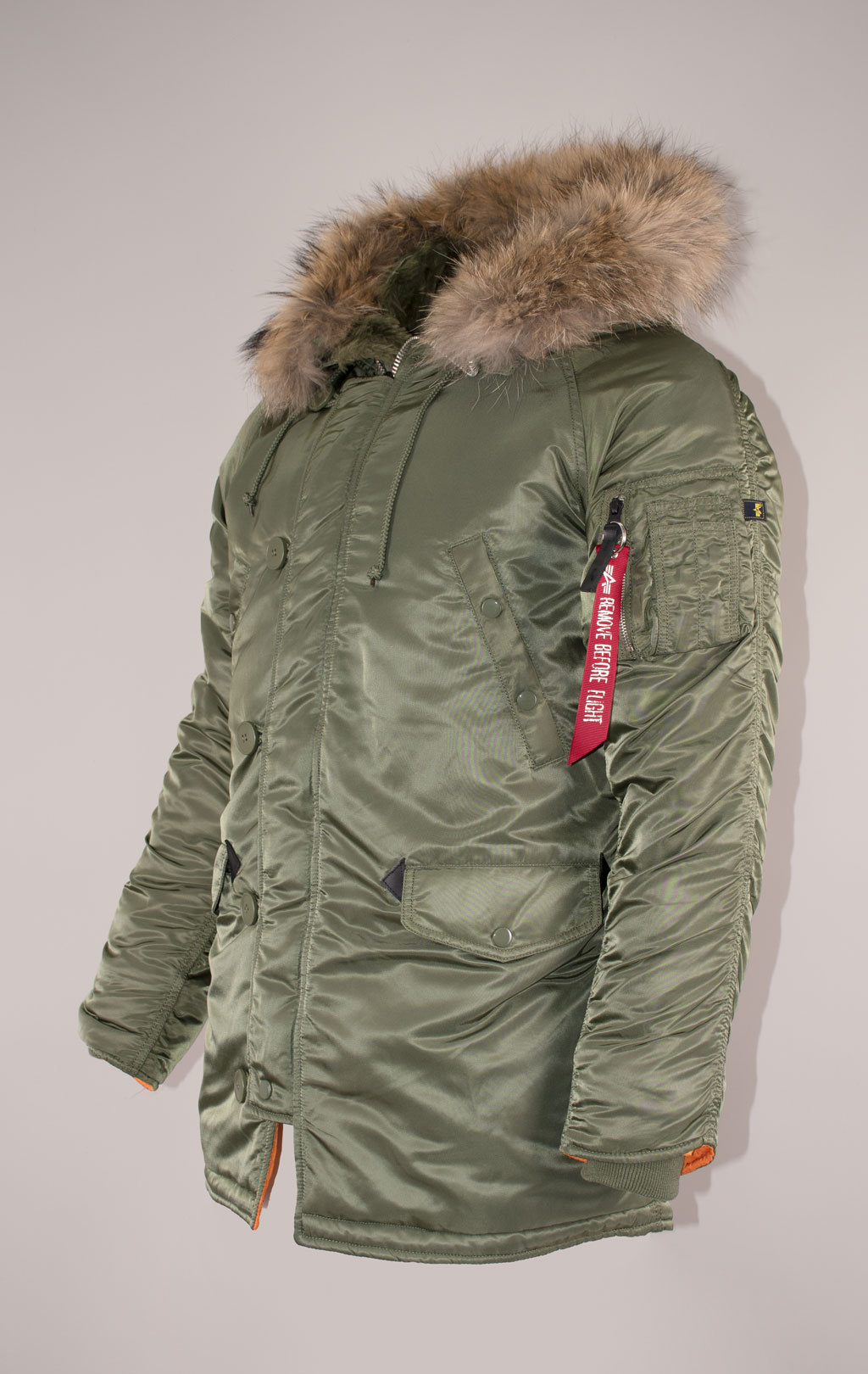 Аляска ALPHA INDUSTRIES SLIM FIT GEN-I N-3B натур. мех sage/orange 