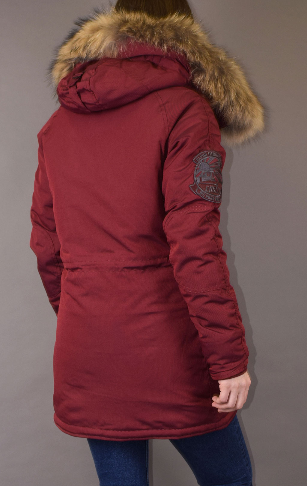 Женская аляска ALPHA INDUSTRIES EXPLORER натур. мех burgundy 