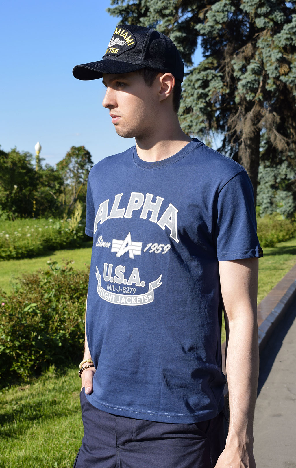 Футболка ALPHA INDUSTRIES ALPHA FJ new navy 