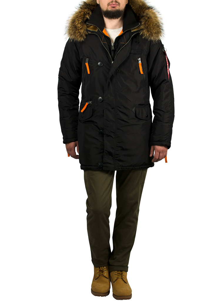 Аляска ALPHA INDUSTRIES PPS N-3B натур. мех black/orange 