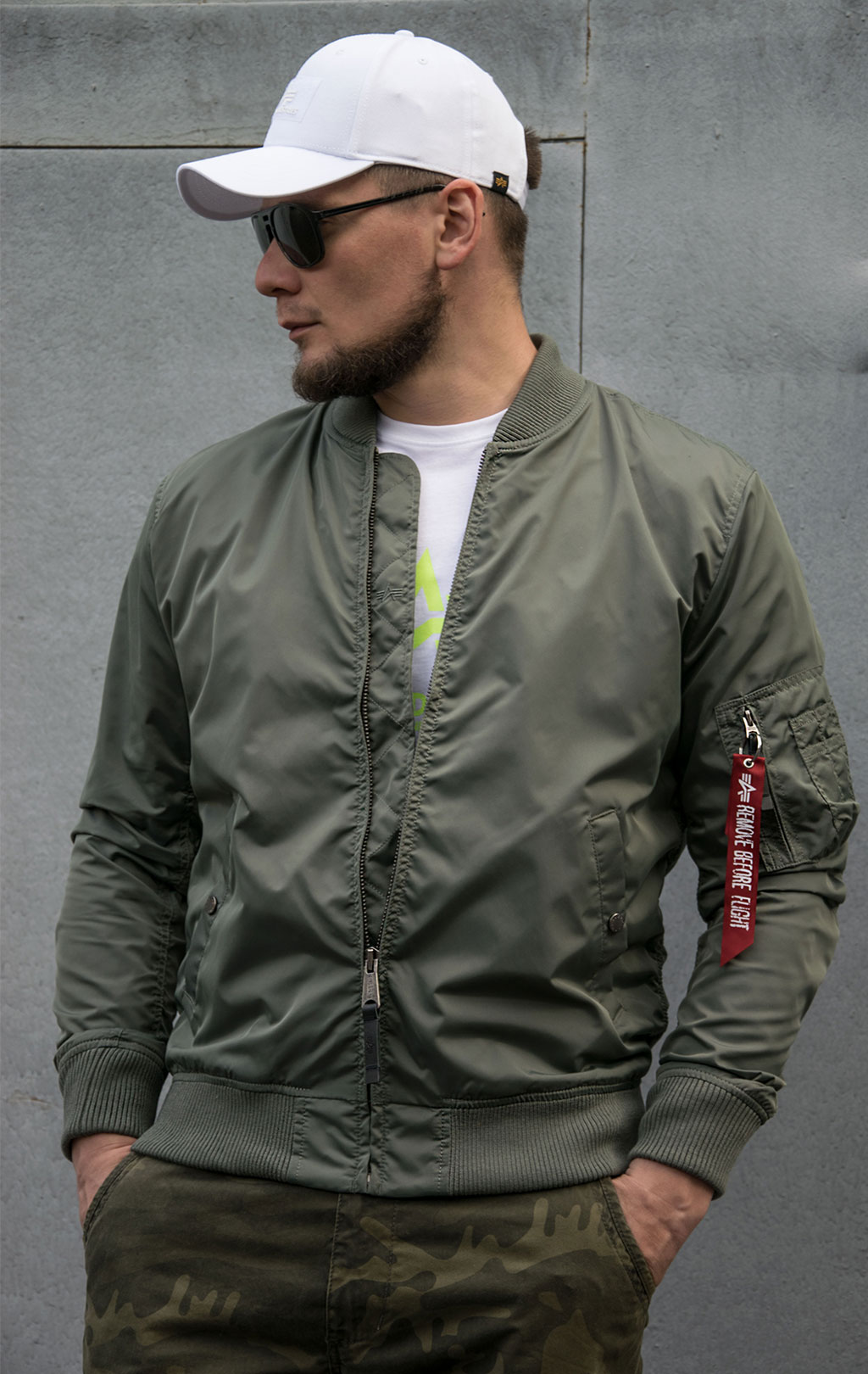 Ветровка-бомбер ALPHA INDUSTRIES TT big size MA-1 vintage green 