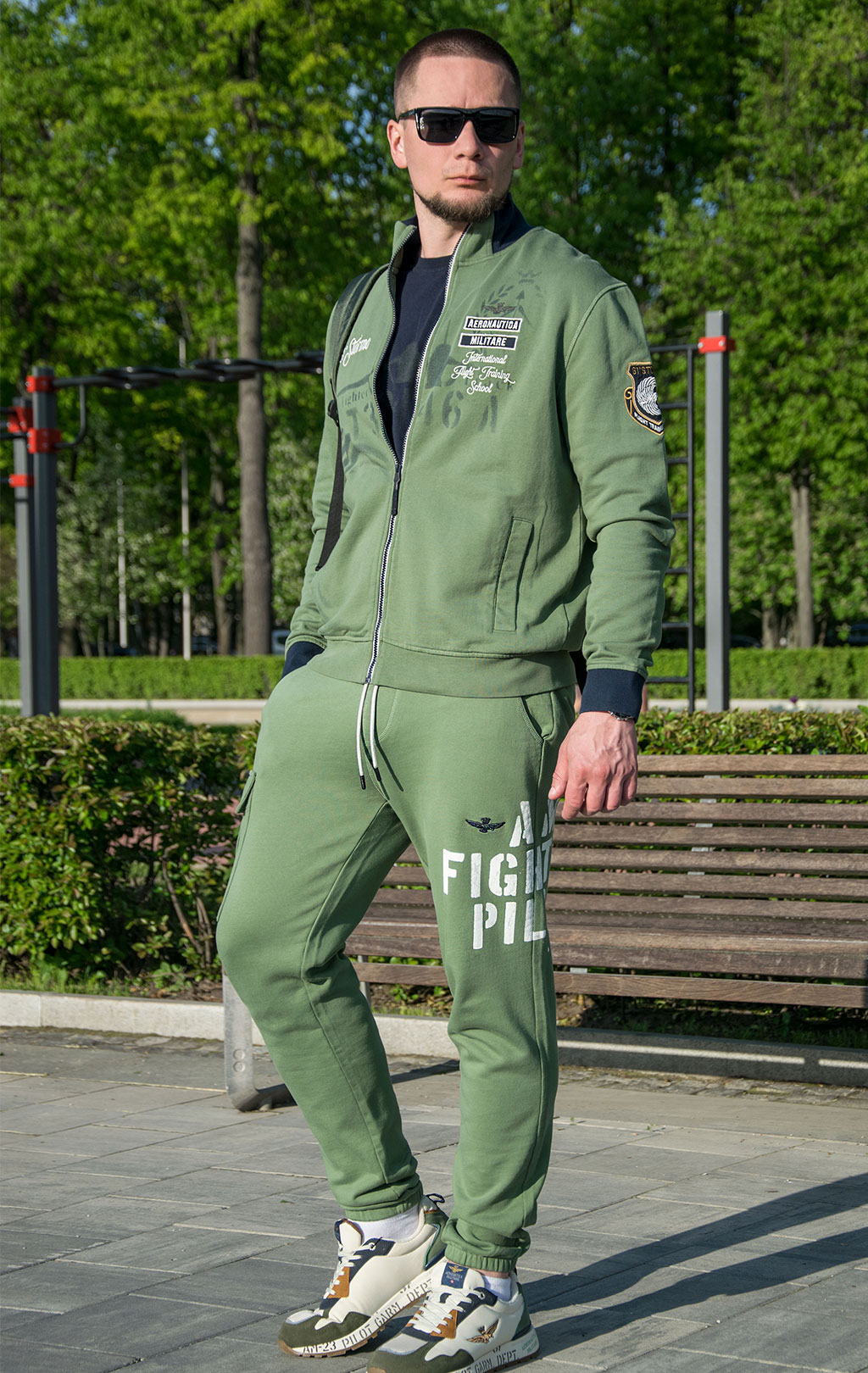 Олимпийка AERONAUTICA MILITARE SS 23/TR verde militare (FE 1748) 