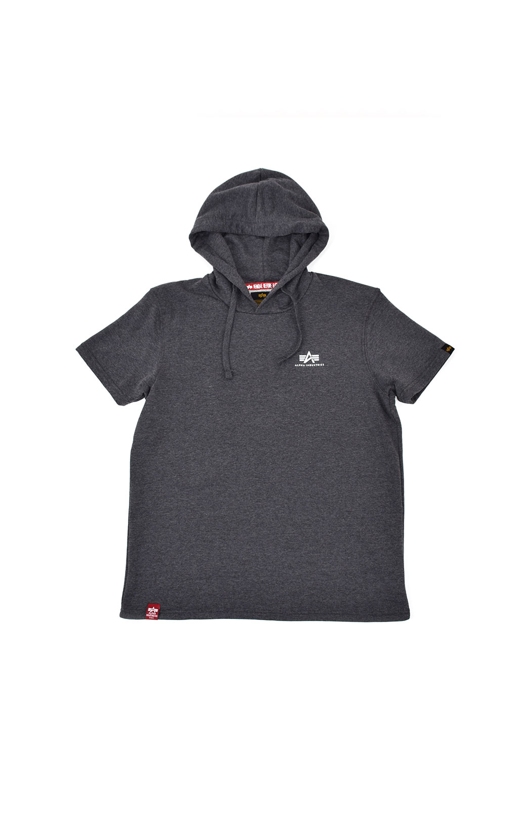 Футболка с капюшоном ALPHA INDUSTRIES BASIC T SMALL LOGO charcoal heather 