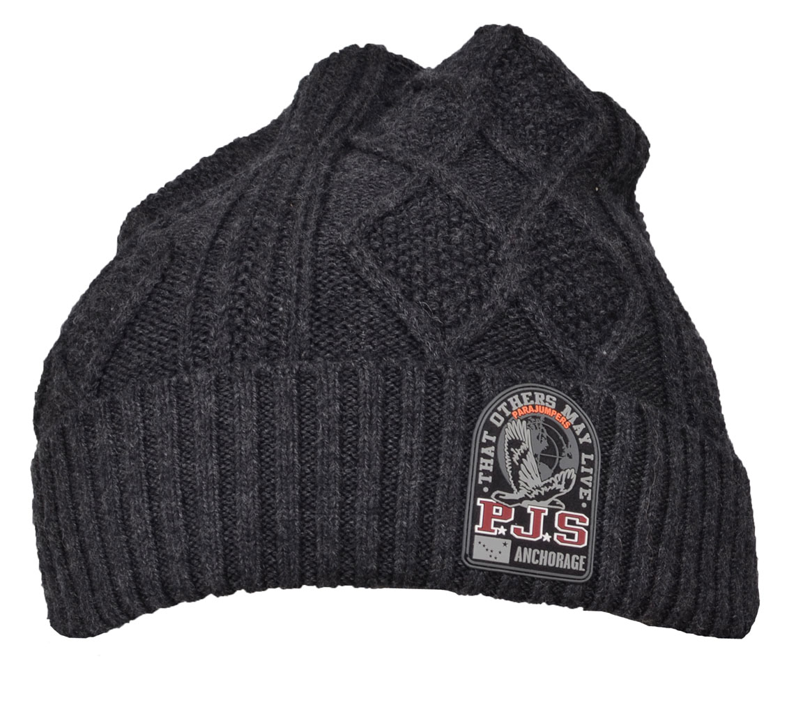 Шапочка вязан. PJS CABLE HAT black melange 