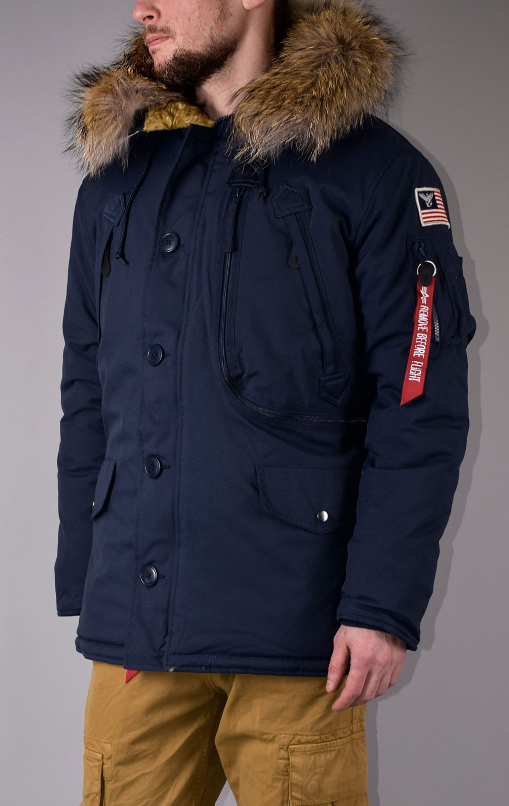 Аляска ALPHA INDUSTRIES POLAR big size натур. мех rep. blue 