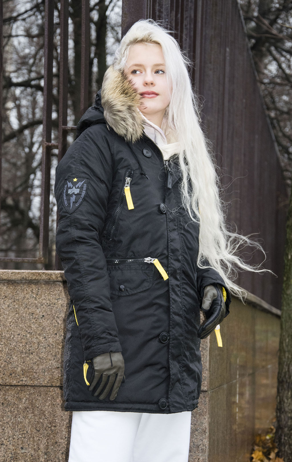Женская аляска ALPHA INDUSTRIES PPS N-3B натур. мех black 