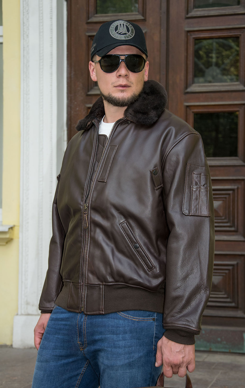 Куртка-пилот COCKPIT B-15 Slim Fit big size кожа SLIM FIT brown (Z27H02) 