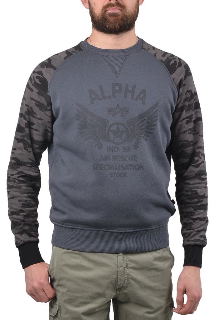 Свитшот ALPHA INDUSTRIES RESCUE CREW NECK greyblack 