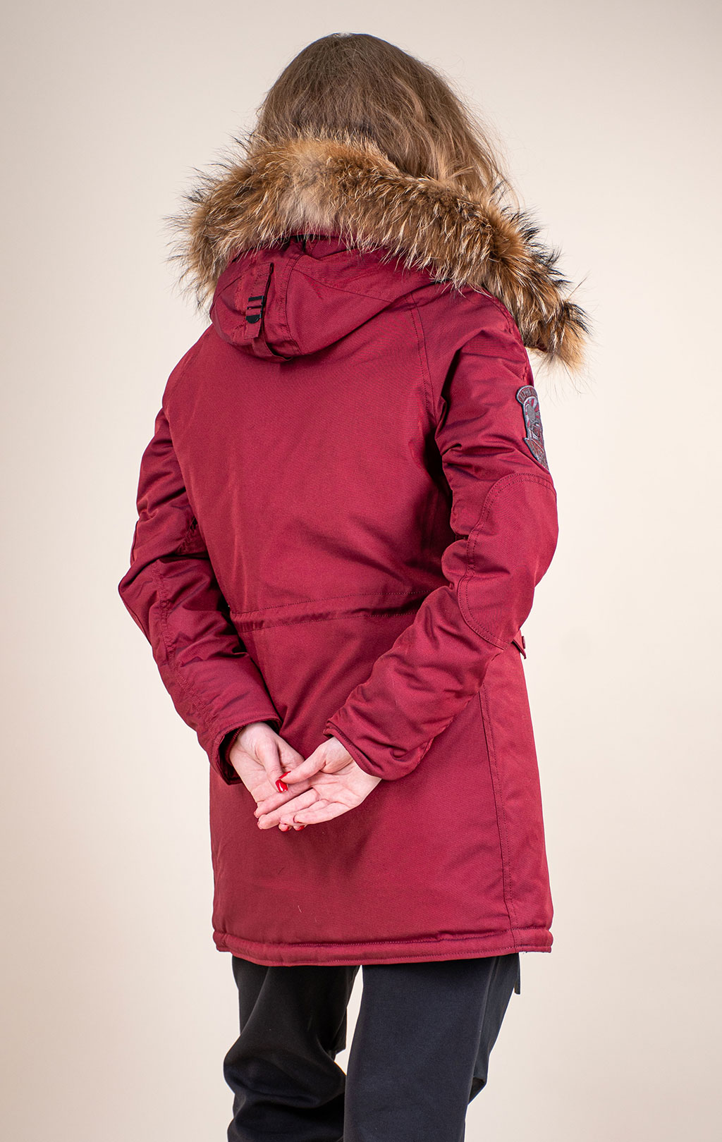 Женская аляска ALPHA INDUSTRIES EXPLORER натур. мех burgundy 
