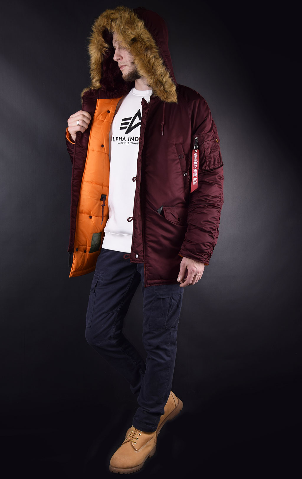 Аляска ALPHA INDUSTRIES SLIM FIT GEN-I N-3B maroon/orange 