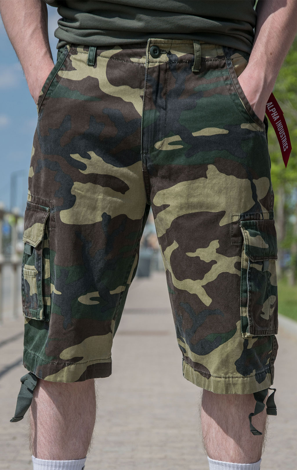 Шорты ALPHA INDUSTRIES JET US SS 23 camo woodland 