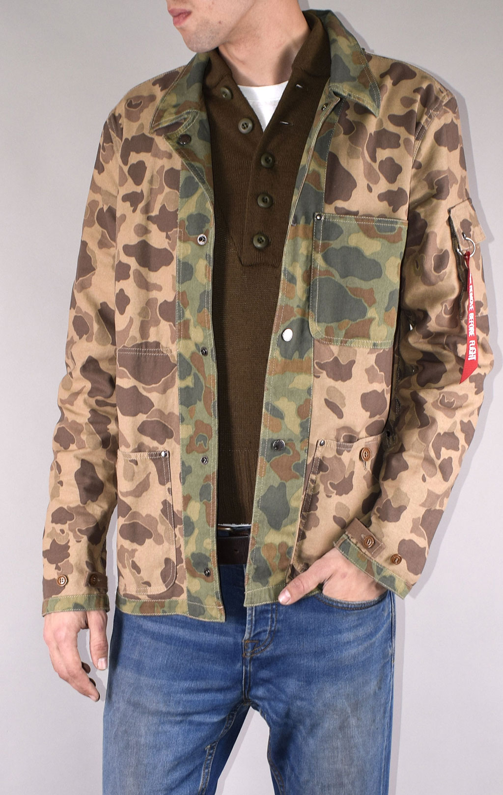 Ветровка ALPHA INDUSTRIES P-42 FIELD SHIRT brown frogskin camo 