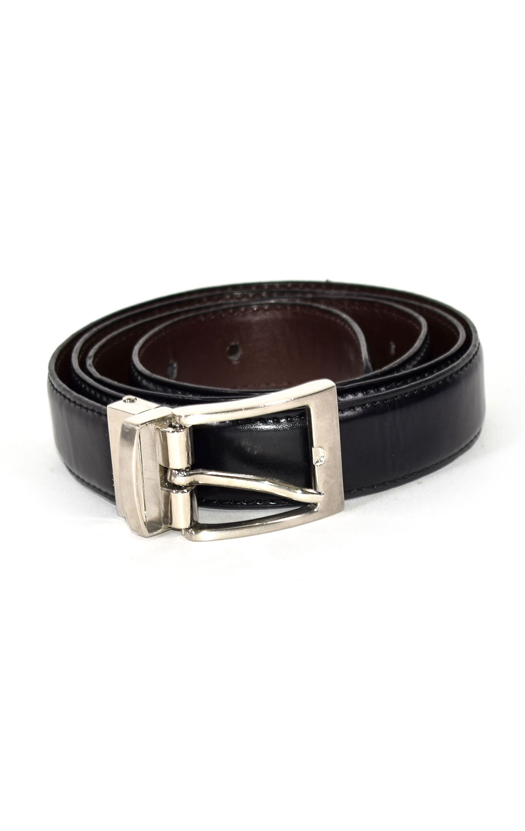 Ремень одношпеньковый кожа silver buckle black б/у Голландия