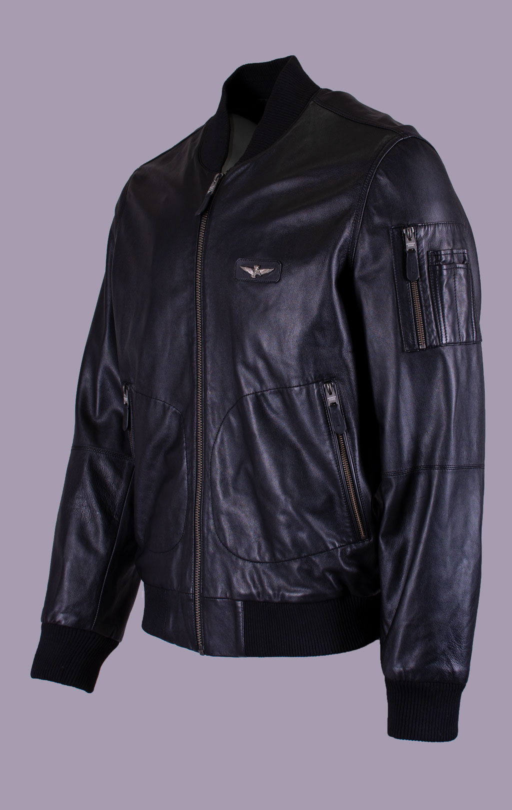 Куртка-бомбер AERONAUTICA MILITARE кожа SS 26/IN nero (PN 5053) 