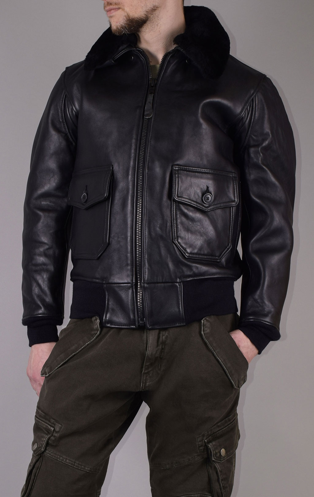 Куртка-пилот COCKPIT NAVY G-1 кожа black (Z201035) 