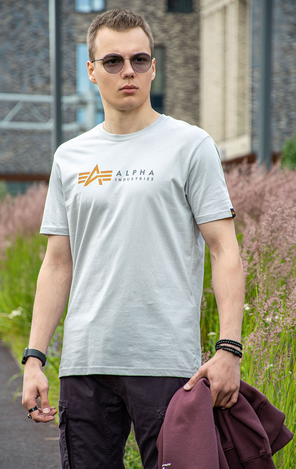 Футболка ALPHA INDUSTRIES ALPHA LABEL T pastel grey 