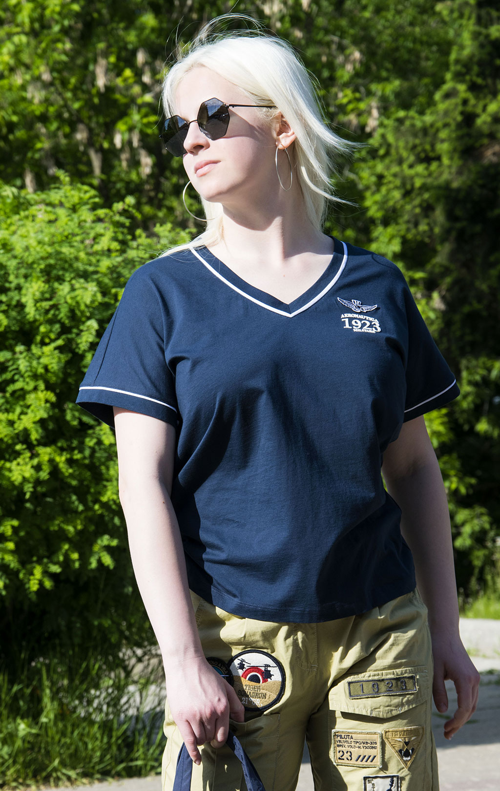 Женская футболка AERONAUTICA MILITARE SS 22/TR blue navy (TS 1982) 