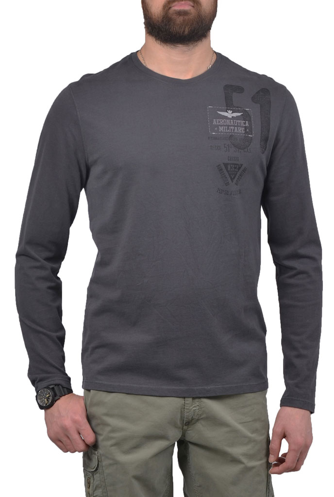 Лонгслив AERONAUTICA MILITARE grigio scuro (TS 1217)