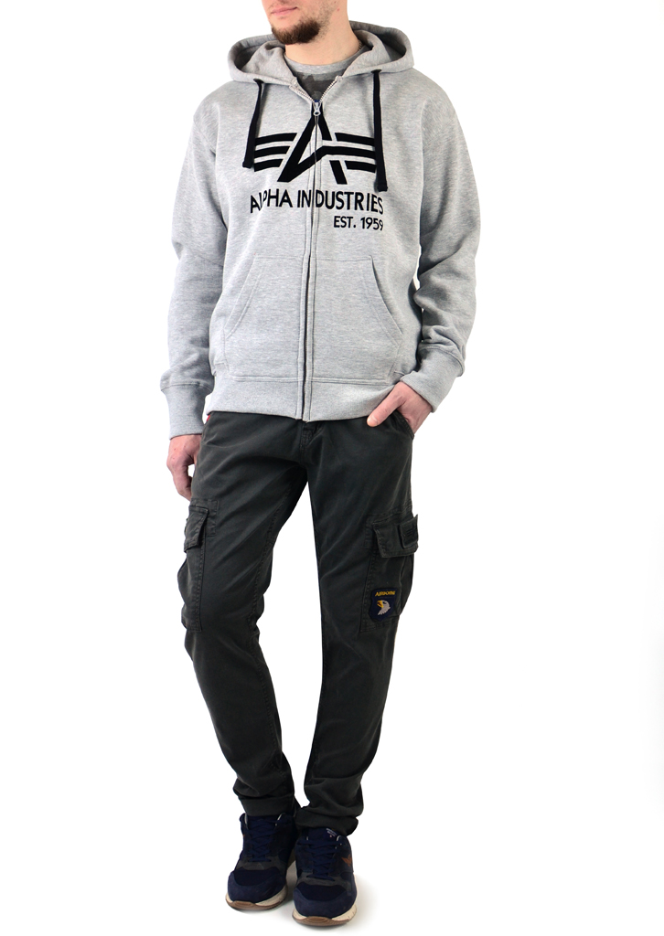 Толстовка ALPHA INDUSTRIES BIG A CLASSIC ZIP HOODY grey heather 