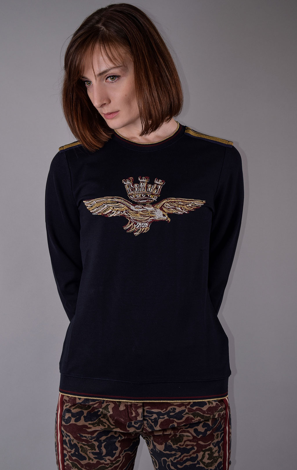 Женский свитшот AERONAUTICA MILITARE FW 19/20 blue navy (FE 1456) 