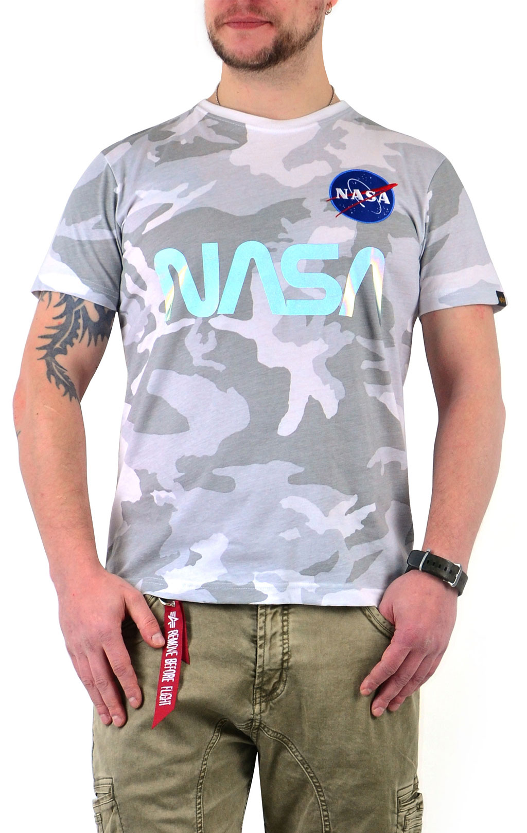 Футболка ALPHA INDUSTRIES NASA Reflective white camo 