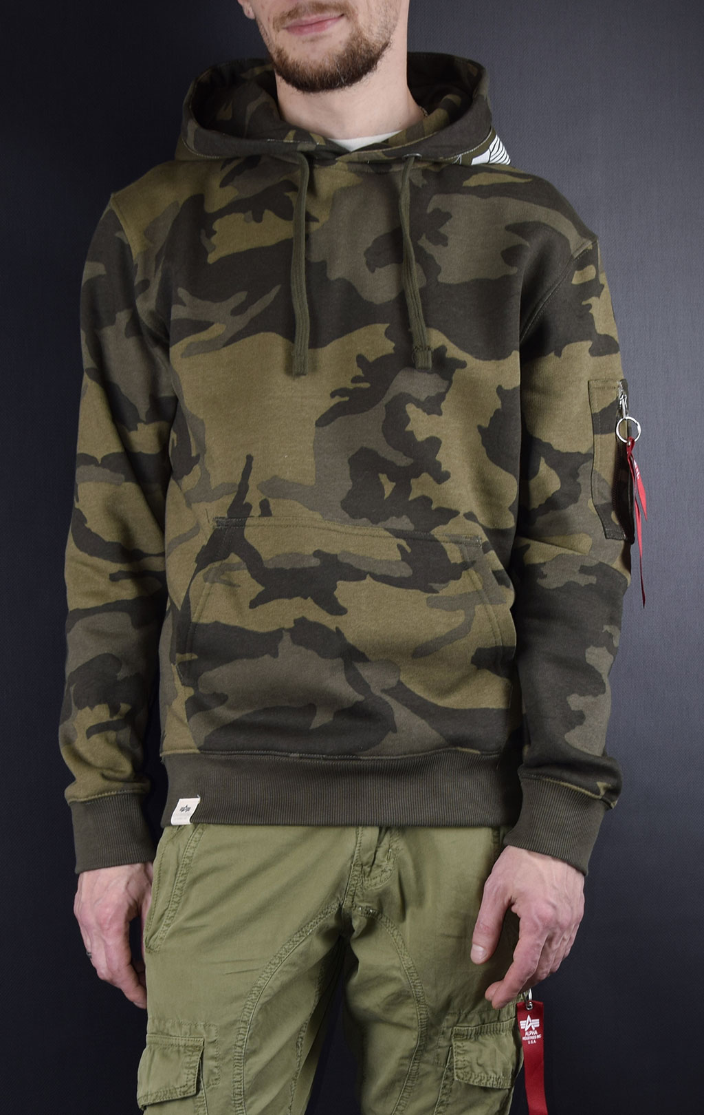 Толстовка ALPHA INDUSTRIES PRINTED TAPE HOODY olive camo 