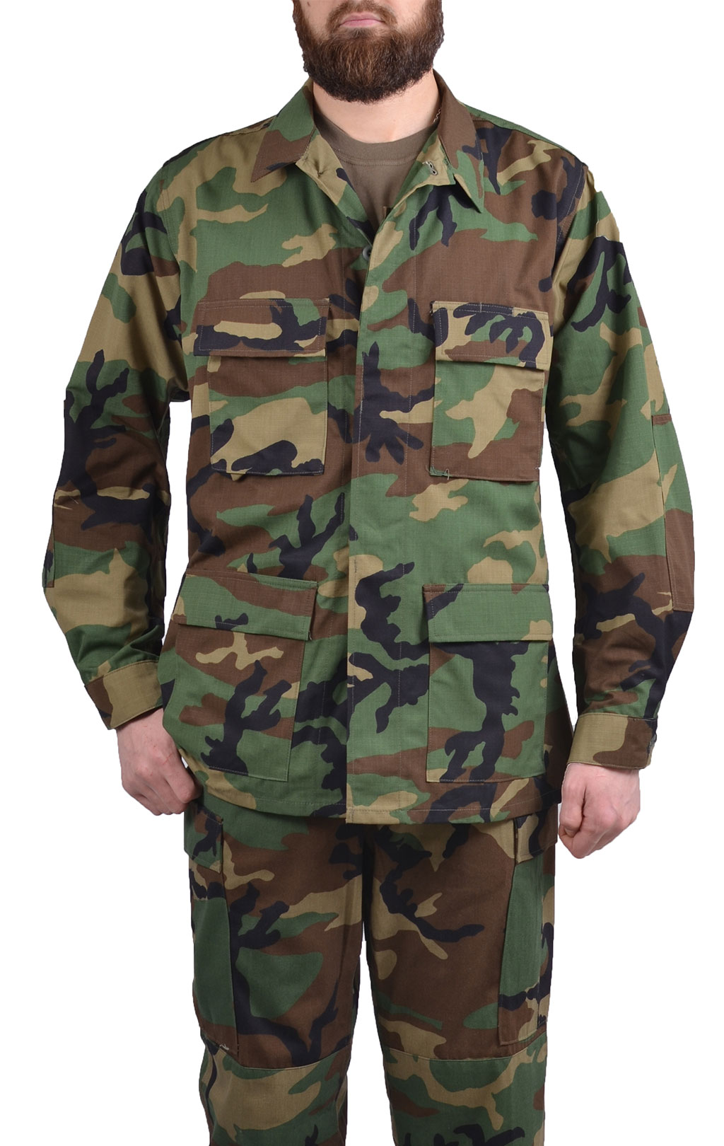 Китель полевой BDU big size хлопок/нейлон Rip-Stop camo woodland США