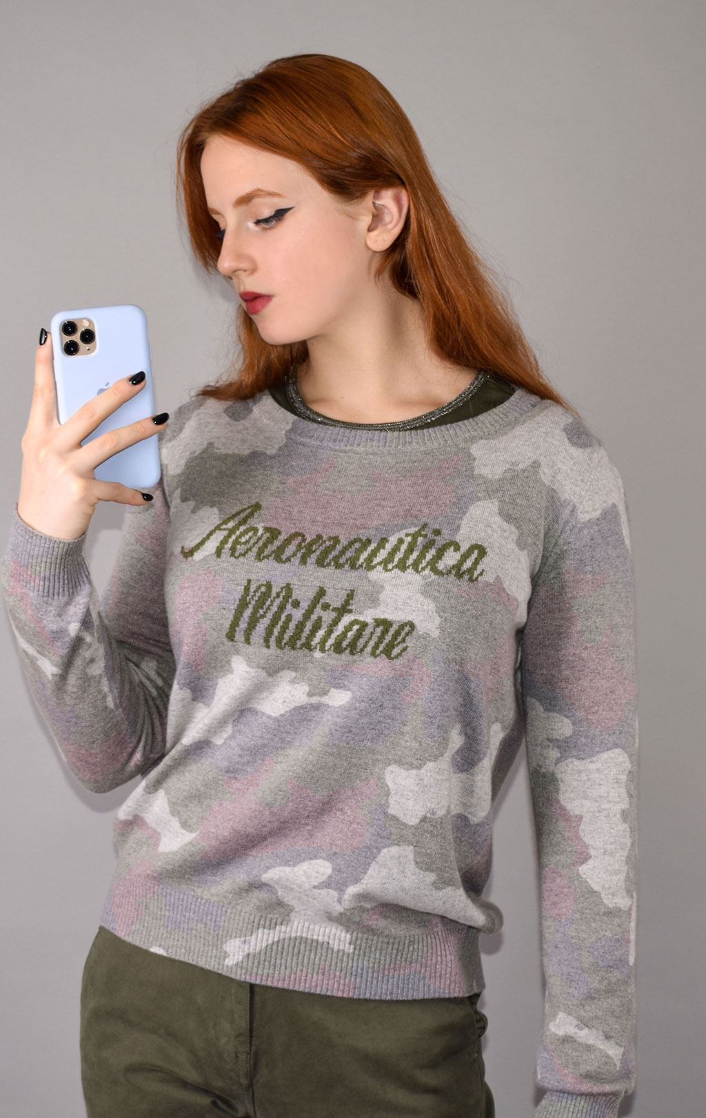 Женский пуловер AERONAUTICA MILITARE FW 20/21/IT camouflage viola/ghiaccio/militare (MA 1312) 