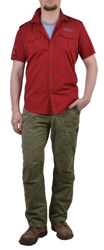 Рубашка AERONAUTICA MILITARE короткий рукав red (CA 878) 