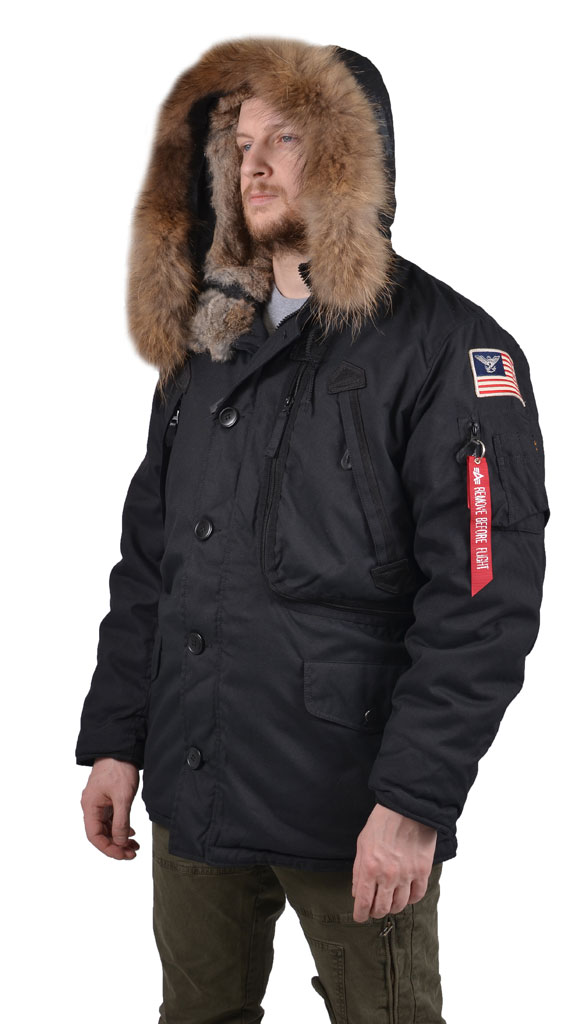 Аляска ALPHA INDUSTRIES POLAR капюшон натур. мех black 